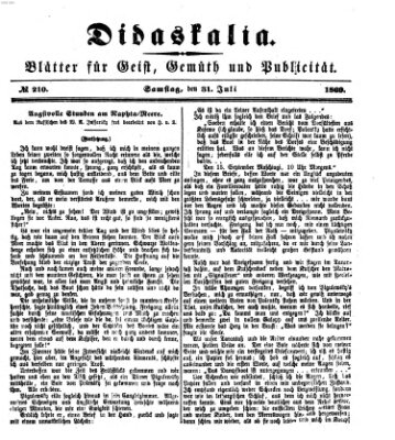 Didaskalia Samstag 31. Juli 1869