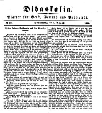 Didaskalia Donnerstag 5. August 1869