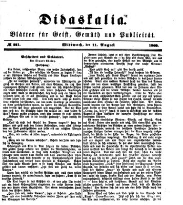 Didaskalia Mittwoch 11. August 1869