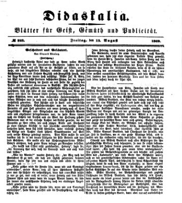 Didaskalia Freitag 13. August 1869