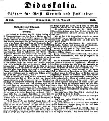 Didaskalia Donnerstag 19. August 1869