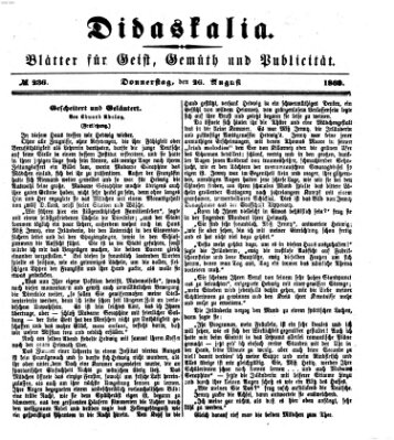 Didaskalia Donnerstag 26. August 1869