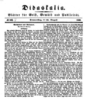 Didaskalia Donnerstag 26. August 1869