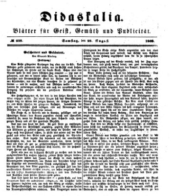 Didaskalia Samstag 28. August 1869