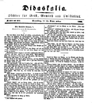 Didaskalia Dienstag 14. September 1869