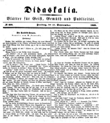 Didaskalia Freitag 17. September 1869