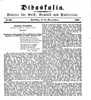 Didaskalia Samstag 25. September 1869