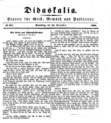 Didaskalia Samstag 16. Oktober 1869