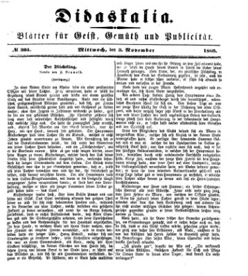 Didaskalia Mittwoch 3. November 1869