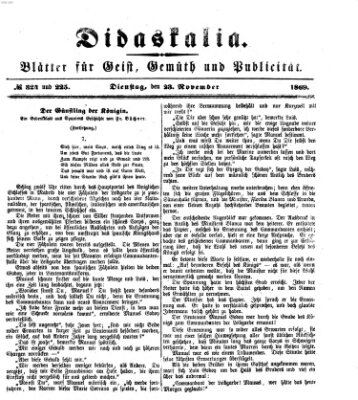 Didaskalia Dienstag 23. November 1869