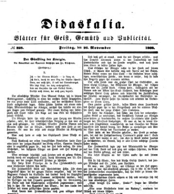 Didaskalia Freitag 26. November 1869