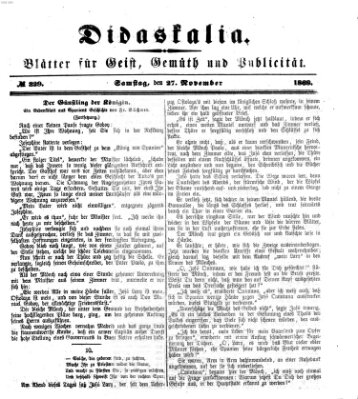 Didaskalia Samstag 27. November 1869