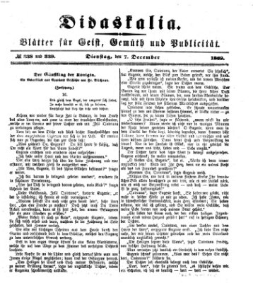 Didaskalia Dienstag 7. Dezember 1869