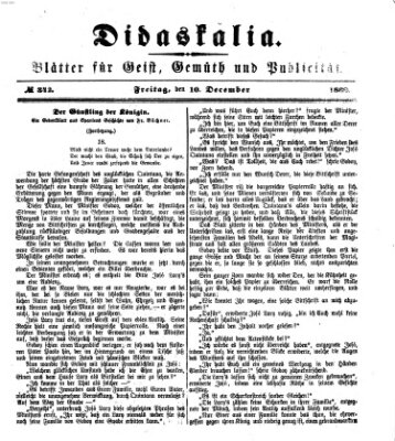 Didaskalia Freitag 10. Dezember 1869