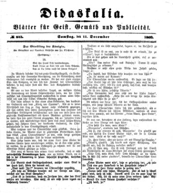 Didaskalia Samstag 11. Dezember 1869