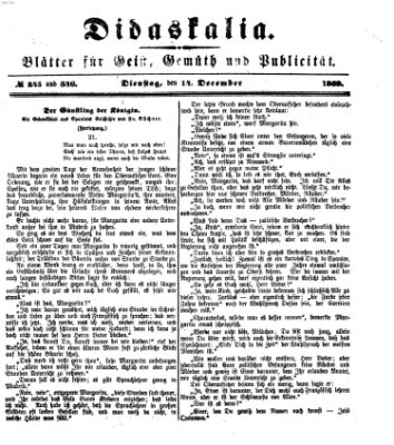 Didaskalia Dienstag 14. Dezember 1869