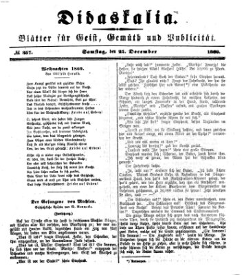 Didaskalia Samstag 25. Dezember 1869