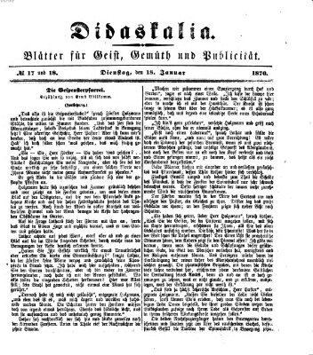 Didaskalia Dienstag 18. Januar 1870