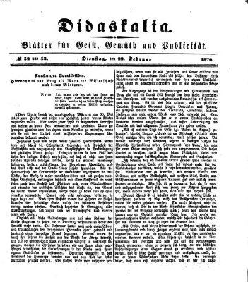 Didaskalia Dienstag 22. Februar 1870