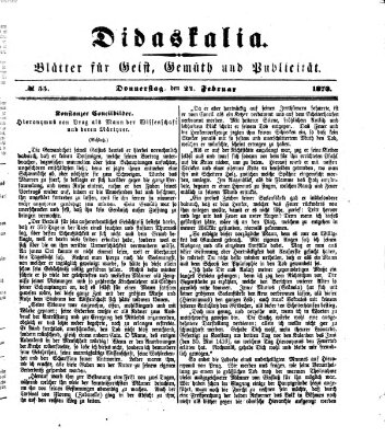 Didaskalia Donnerstag 24. Februar 1870