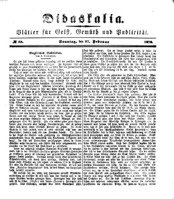 Didaskalia Sonntag 27. Februar 1870