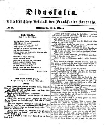 Didaskalia Mittwoch 9. März 1870