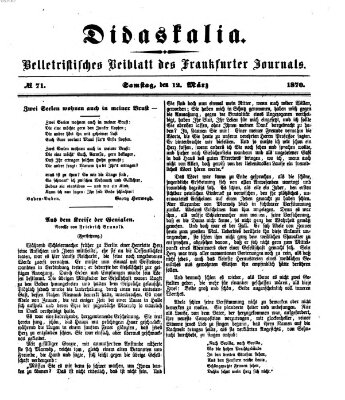 Didaskalia Samstag 12. März 1870