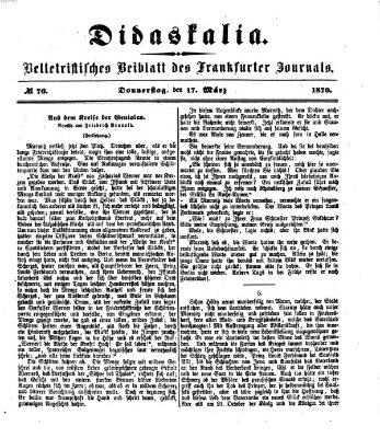 Didaskalia Donnerstag 17. März 1870