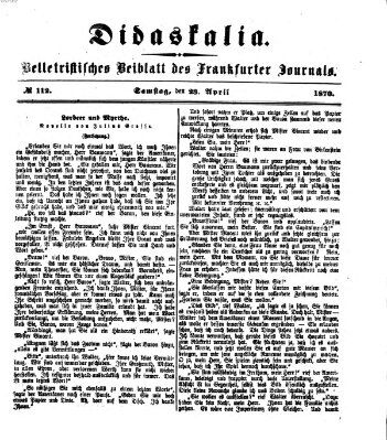 Didaskalia Samstag 23. April 1870