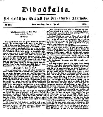 Didaskalia Donnerstag 2. Juni 1870