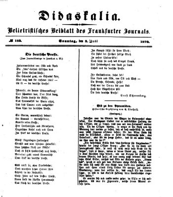 Didaskalia Sonntag 3. Juli 1870