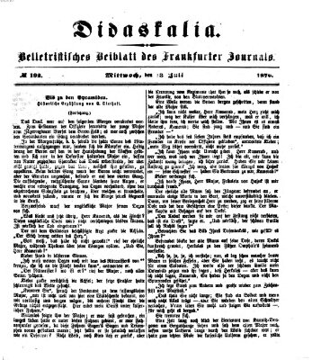 Didaskalia Mittwoch 13. Juli 1870