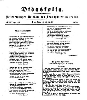 Didaskalia Dienstag 19. Juli 1870