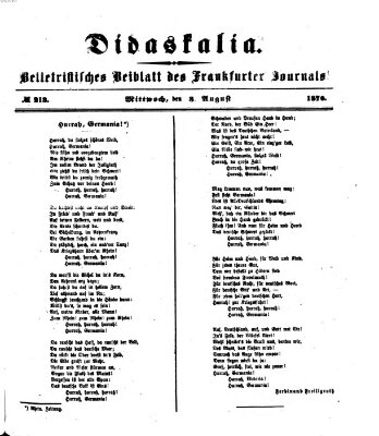 Didaskalia Mittwoch 3. August 1870