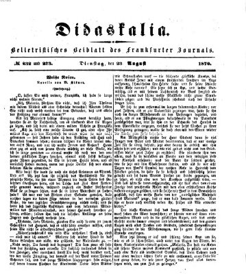 Didaskalia Dienstag 23. August 1870