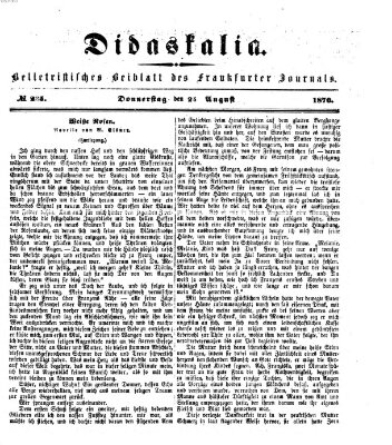 Didaskalia Donnerstag 25. August 1870