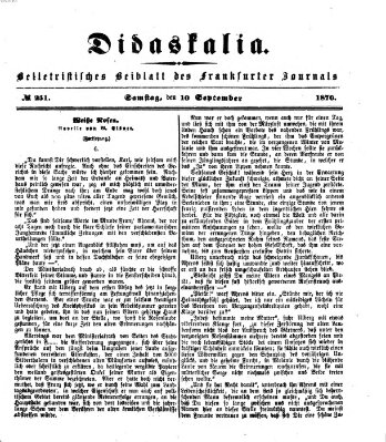 Didaskalia Samstag 10. September 1870