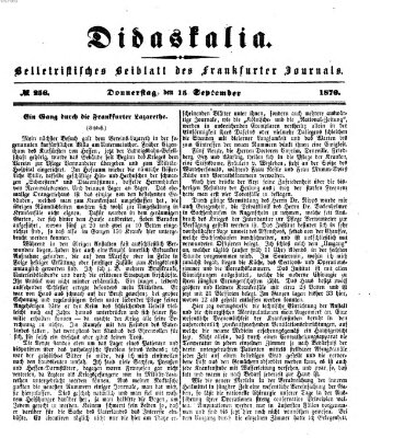 Didaskalia Donnerstag 15. September 1870