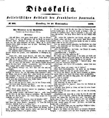 Didaskalia Samstag 24. September 1870