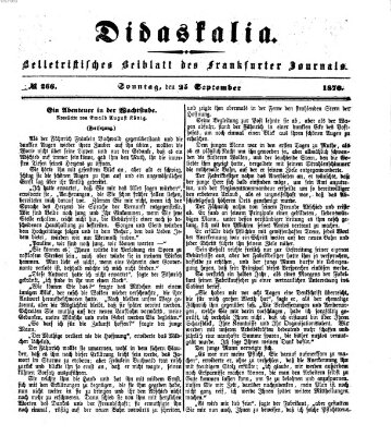 Didaskalia Sonntag 25. September 1870