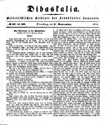 Didaskalia Dienstag 27. September 1870