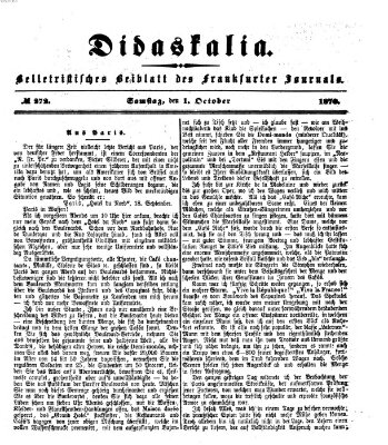 Didaskalia Samstag 1. Oktober 1870