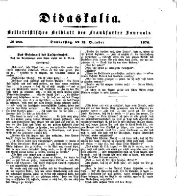 Didaskalia Donnerstag 13. Oktober 1870