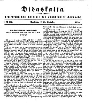 Didaskalia Freitag 21. Oktober 1870