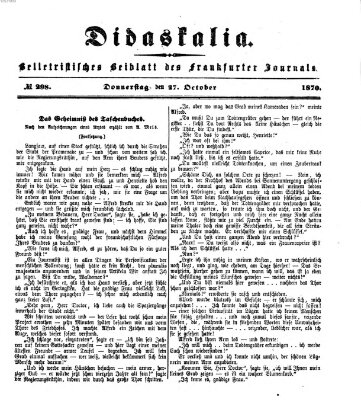 Didaskalia Donnerstag 27. Oktober 1870