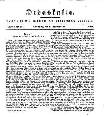 Didaskalia Dienstag 15. November 1870