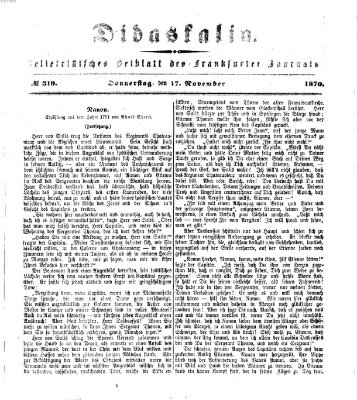 Didaskalia Donnerstag 17. November 1870