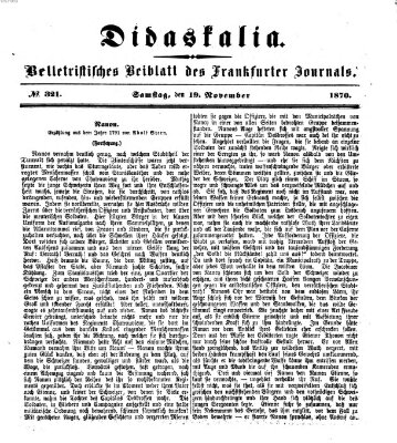 Didaskalia Samstag 19. November 1870