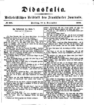 Didaskalia Freitag 2. Dezember 1870