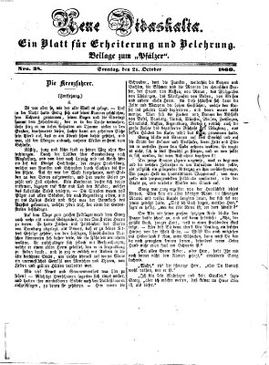 Neue Didaskalia (Pfälzer) Sonntag 21. Oktober 1860